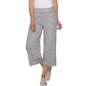 LOGO by LORI GOLDSTEIN Pants Womens Plus Size 3X Gray Space Dye Cropped Wide Leg